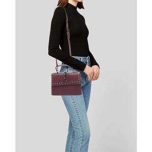 Badgley Mischka Designer Elegant Wine Color Handbag! Studded Hardware! Unique!